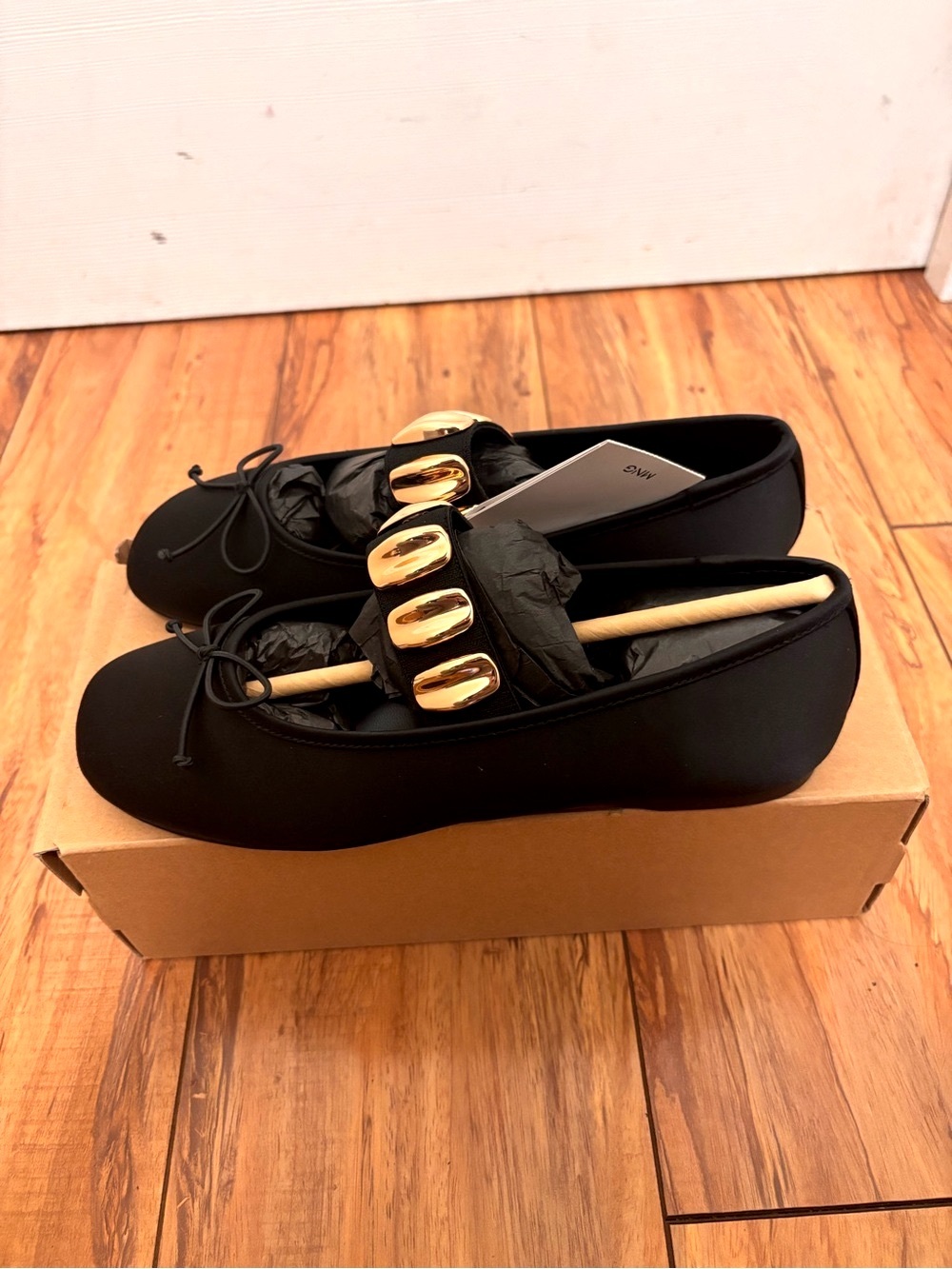 NIB MANGO Ballerina With Metallic Applique Straps - Picture 6 of 11